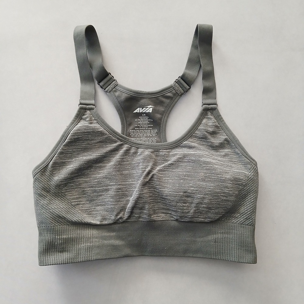 Gray Y2K VTG Sports Bra Activewear Crisscross Yoga Fitness Workout Top Large‎
